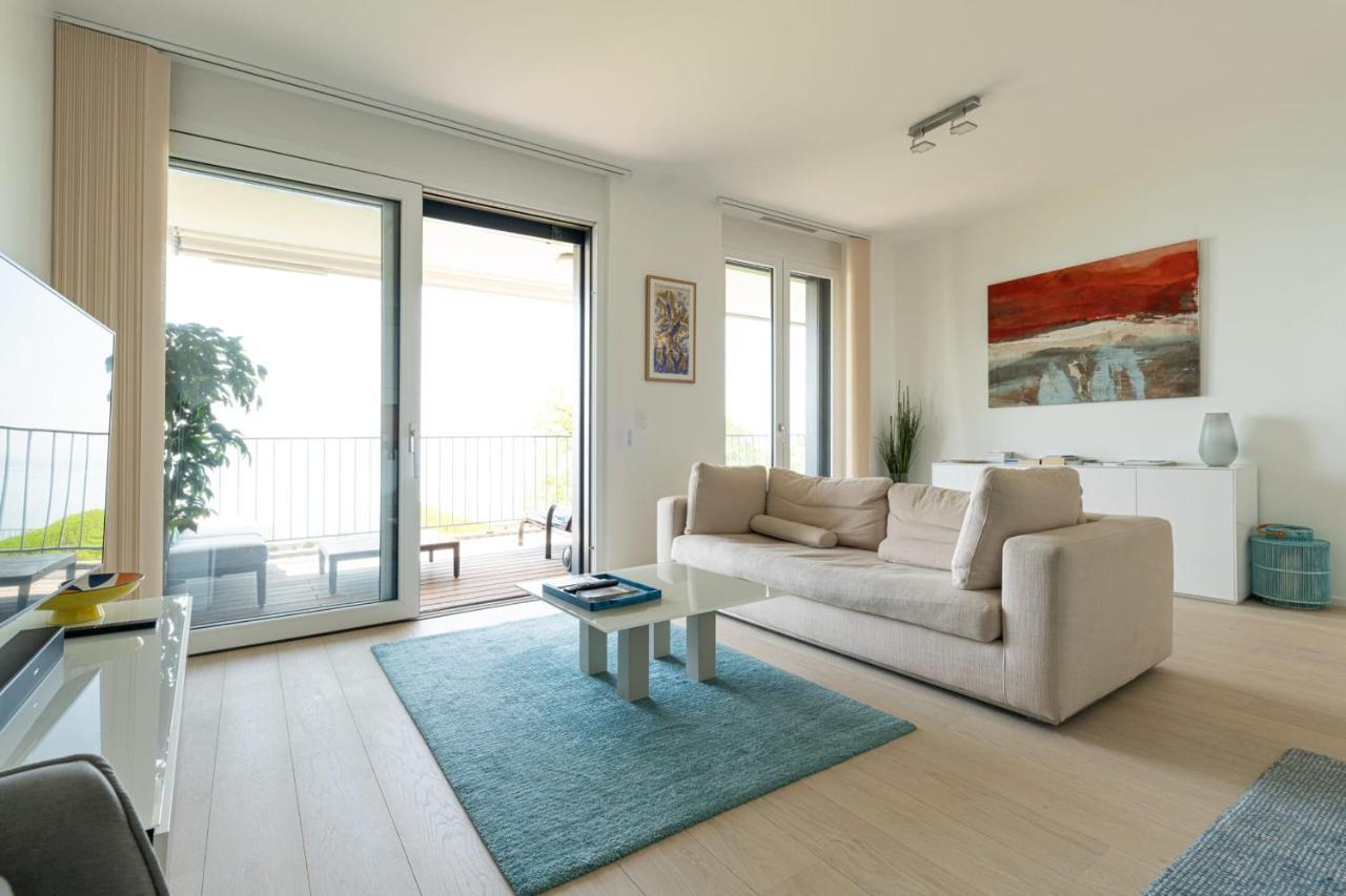 Les Terrasses De Lavaux 1 - Appartement De Luxe Avec Vue Panoramique Et Piscine Puidoux Esterno foto