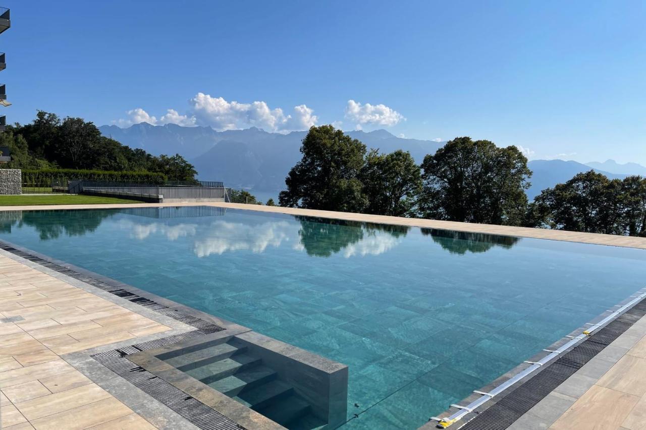 Les Terrasses De Lavaux 1 - Appartement De Luxe Avec Vue Panoramique Et Piscine Puidoux Esterno foto