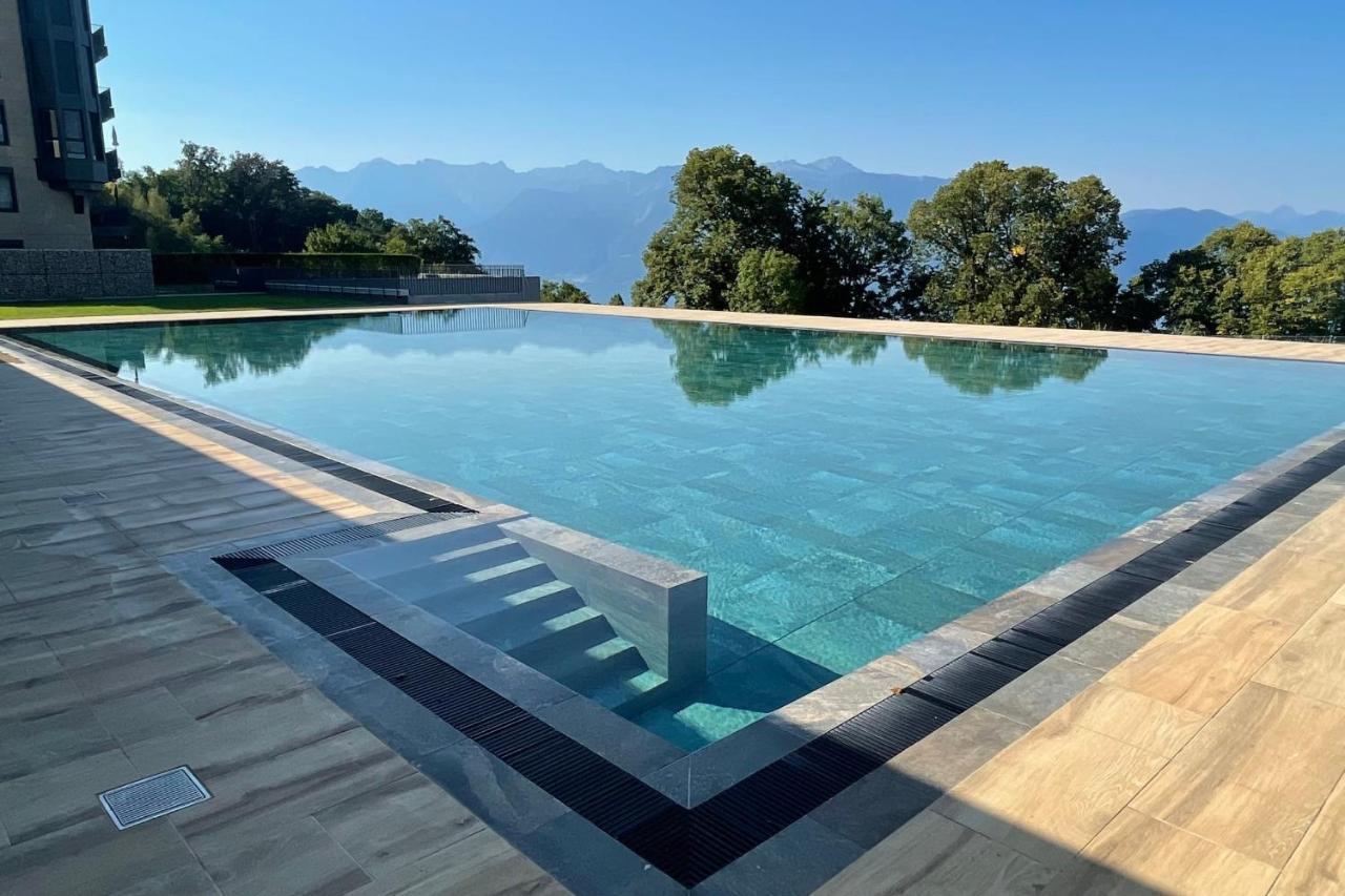 Les Terrasses De Lavaux 1 - Appartement De Luxe Avec Vue Panoramique Et Piscine Puidoux Esterno foto